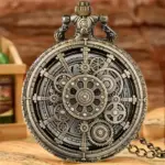 ساعت جیبی استیم‌پانک طرح چرخ‌دنده با زنجیر بلند