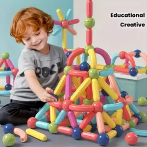 بازی سازه مغناطیسی کودکان ۳ سال به بالا (اسباب STEM) با رنگ‌های متنوع