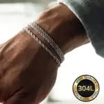 ست دستبند استیل 304L مردانه دو عددی + پارچه تمیزکننده
