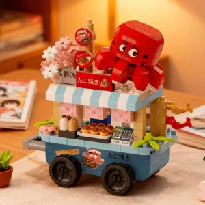 بلوک ساختنی مدل فودکارت (آیس‌کریم، چای لیمو، میوه، گل) DIY