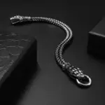 دستبند استیل طرح دو ماری گوتیک مردانه و زنانه